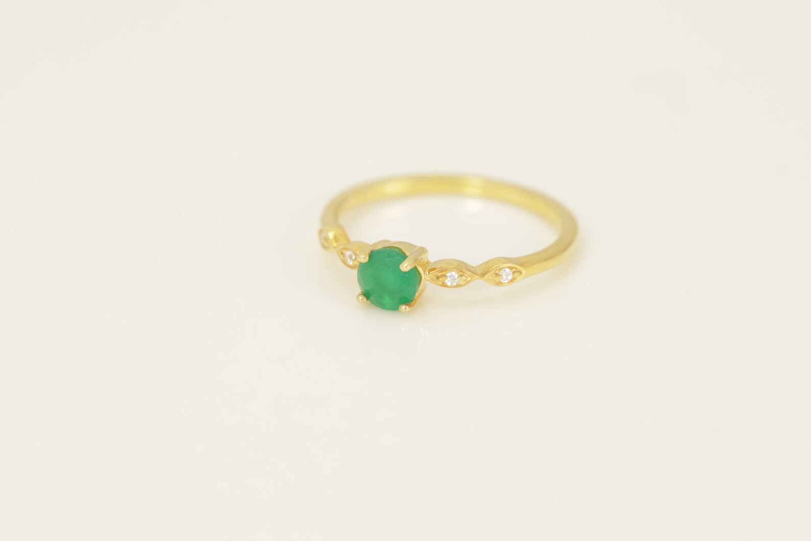 Emerald and Diamond Engagement Ring, May Birthstone, Emerald Ring, 18k Gold Unique Promise Ring, Marquise Ring